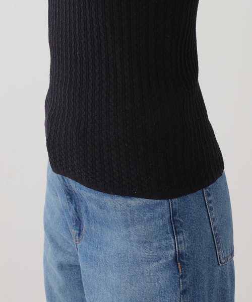 SAYAKADAVIS（サヤカディヴィス）の「SAYAKA DAVIS WAVY RIB MOCKNECK TANK WKT122-WR：カットソー（Tシャツ/カットソー・レディース・ブラック・X-SMALL）」の11枚目の写真