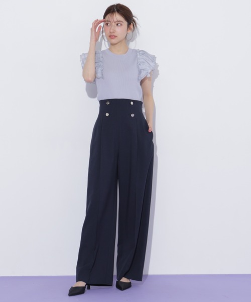 JILL by JILL STUART(ジルバイジルスチュアート)の「シアースリーブリブニット(ニット/セーター・レディース・ブルー/ネイビー/ホワイト・FREE)」の4枚目の写真