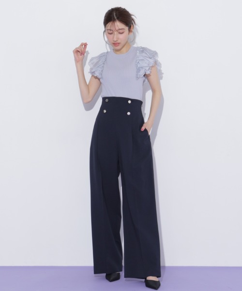 JILL by JILL STUART(ジルバイジルスチュアート)の「シアースリーブリブニット(ニット/セーター・レディース・ブルー/ネイビー/ホワイト・FREE)」の6枚目の写真