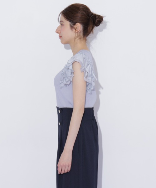 JILL by JILL STUART(ジルバイジルスチュアート)の「シアースリーブリブニット(ニット/セーター・レディース・ブルー/ネイビー/ホワイト・FREE)」の8枚目の写真