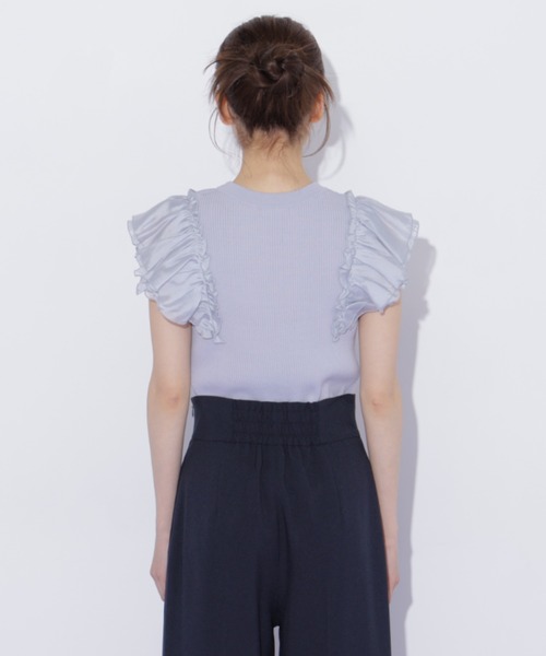 JILL by JILL STUART(ジルバイジルスチュアート)の「シアースリーブリブニット(ニット/セーター・レディース・ブルー/ネイビー/ホワイト・FREE)」の9枚目の写真
