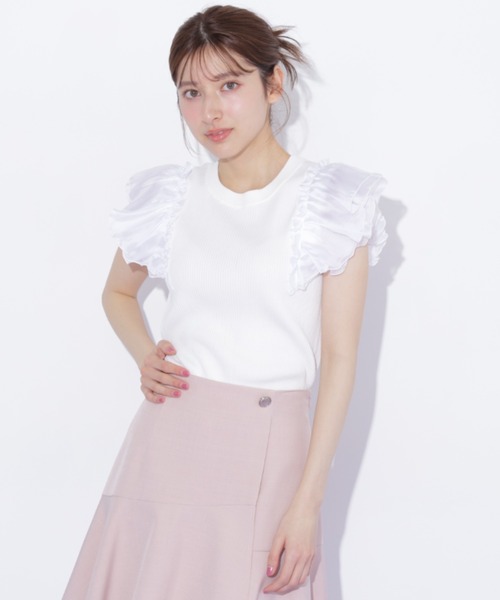 JILL by JILL STUART(ジルバイジルスチュアート)の「シアースリーブリブニット(ニット/セーター・レディース・ブルー/ネイビー/ホワイト・FREE)」の10枚目の写真