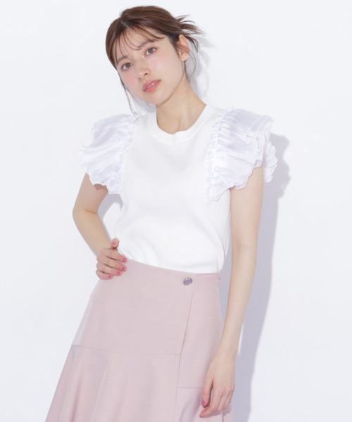 JILL by JILL STUART(ジルバイジルスチュアート)の「シアースリーブリブニット(ニット/セーター・レディース・ブルー/ネイビー/ホワイト・FREE)」の11枚目の写真