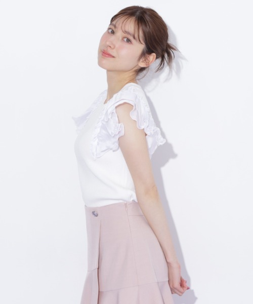 JILL by JILL STUART(ジルバイジルスチュアート)の「シアースリーブリブニット(ニット/セーター・レディース・ブルー/ネイビー/ホワイト・FREE)」の13枚目の写真