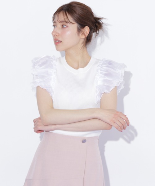 JILL by JILL STUART(ジルバイジルスチュアート)の「シアースリーブリブニット(ニット/セーター・レディース・ブルー/ネイビー/ホワイト・FREE)」の14枚目の写真