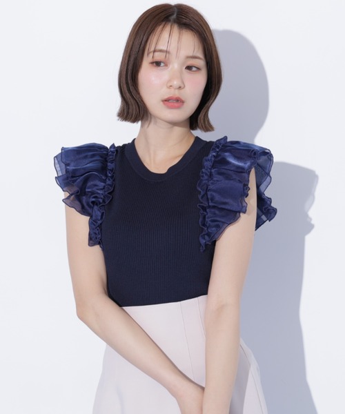 JILL by JILL STUART(ジルバイジルスチュアート)の「シアースリーブリブニット(ニット/セーター・レディース・ブルー/ネイビー/ホワイト・FREE)」の19枚目の写真