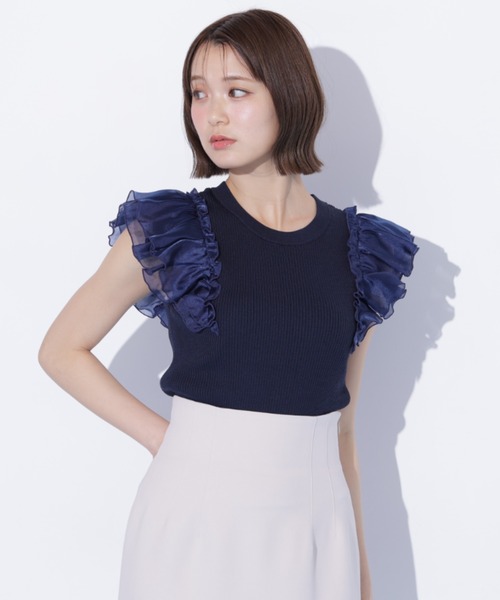 JILL by JILL STUART(ジルバイジルスチュアート)の「シアースリーブリブニット(ニット/セーター・レディース・ブルー/ネイビー/ホワイト・FREE)」の22枚目の写真