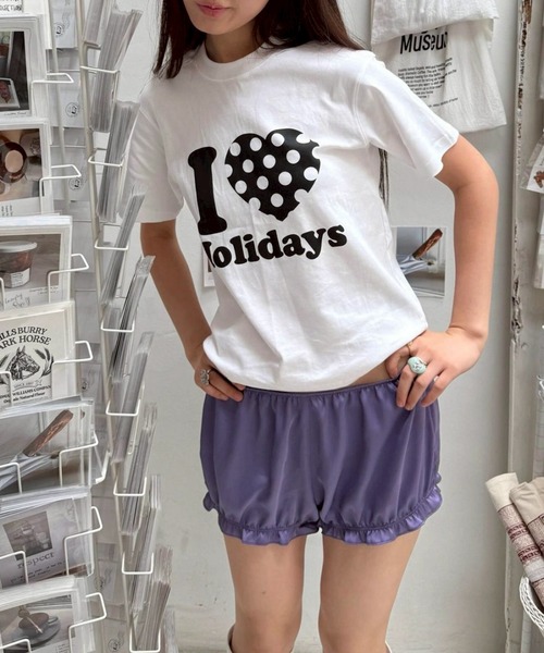LYEON(リヨン)の「ドットハートプリントTシャツ(Tシャツ/カットソー・レディース・オフホワイト・MEDIUM/SMALL)」の1枚目の写真
