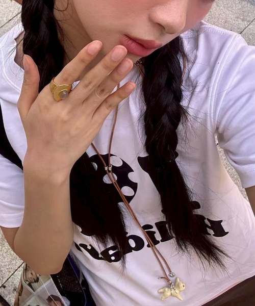 LYEON(リヨン)の「ドットハートプリントTシャツ(Tシャツ/カットソー・レディース・オフホワイト・MEDIUM/SMALL)」の4枚目の写真