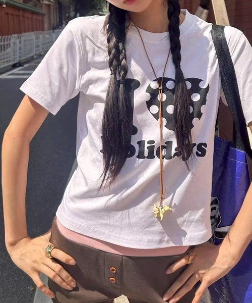 LYEON(リヨン)の「ドットハートプリントTシャツ(Tシャツ/カットソー・レディース・オフホワイト・MEDIUM/SMALL)」の9枚目の写真