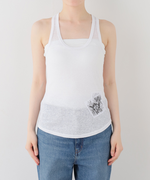 OPEN Yy(オープンワイワイ)の「【Geek Office / ギークオフィス】OPEN YY / Knitted YY PATCH LOUNGE SLEEVELES(タンクトップ・レディース・ホワイト・SMALL)」の8枚目の写真