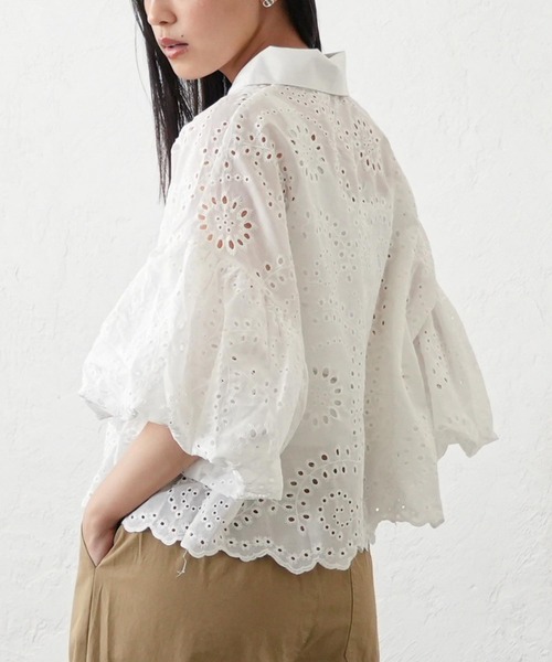 mili an deni(ミリアンデニ)の「袖バルーンスカラップレースブラウス(シャツ/ブラウス・レディース・ブラック/オフホワイト・M)」の14枚目の写真
