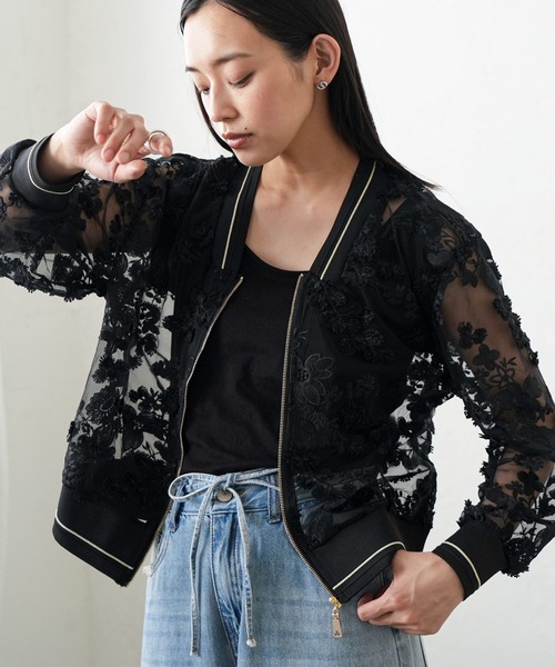 セール】花柄シアーレースブルゾン（ブルゾン）｜mili an deni