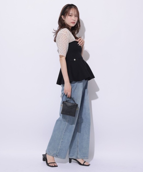 Mystrada（マイストラーダ）の「5分袖ペプラムドッキングニット（ニット/セーター・レディース・ドット/ピンク・38/36）」の8枚目の写真