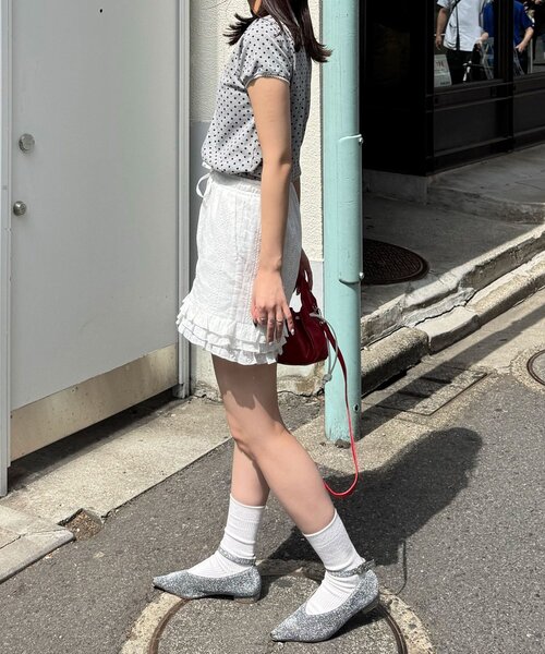 CIAOPANIC(チャオパニック)の「コットンレース裾ティアードショートパンツ(その他パンツ・レディース・ブラック/ホワイト・ONE SIZE)」の10枚目の写真
