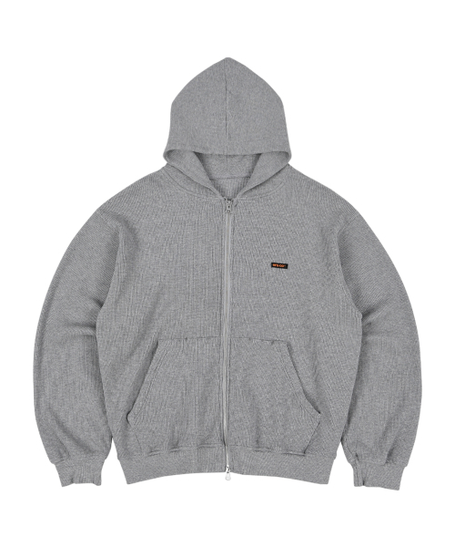 Waﬄe‑hood zip‑up — худи в вафельной текстуре, мэранж‑грэй