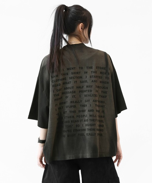 minsobi(ミンソビ)の「ピグメントフェード フルレタリング ビッグTシャツ(ユニセックス)(Tシャツ/カットソー・レディース・ブラック・FREE)」の10枚目の写真