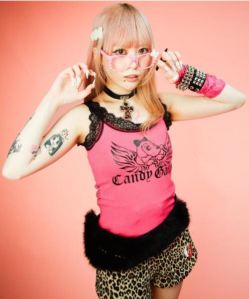GALFY(ガルフィー)の「CANDYGALFY/キャンディーガルフィー/小悪魔♪レースタンク/162069(タンクトップ・レディース・ピンク/ライトグリーン/ブラック・FREE)」の3枚目の写真