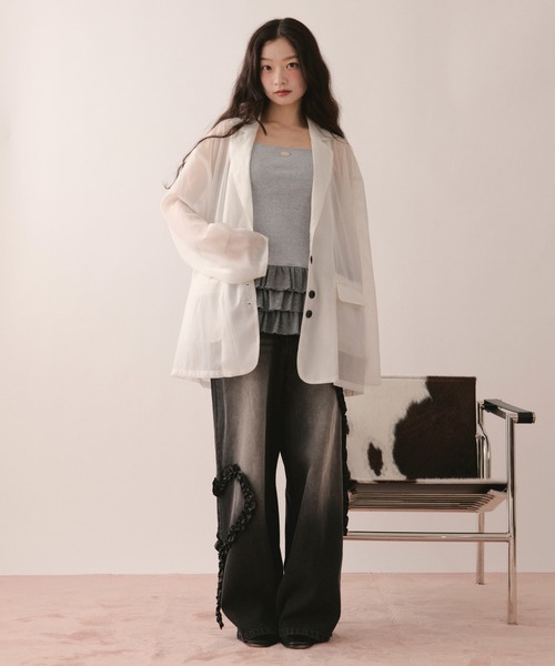 loin nuit(ロワンニュイ)の「heart frill design denim / ハートフリルデザインデニム(デニムパンツ・レディース・ブラック/ブルー・MEDIUM/SMALL)」の13枚目の写真