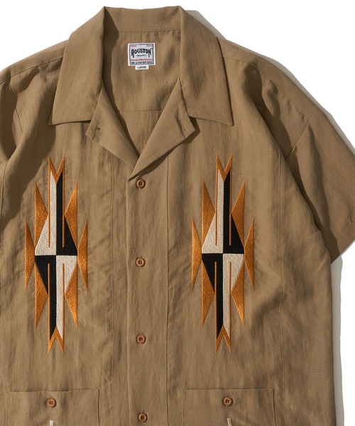 HOUSTON(ヒューストン)の「【HOUSTON / ヒューストン】LINEN CHIMAYO SHIRT / リネン チマヨ柄 オープンカラーシャツ(シャツ/ブラウス・メンズ・オリーブ/ホワイト系2/グレー系1/ブラウン/ホワイト系1/グレー系2・MEDIUM/LARGE/X-LARGE)」の5枚目の写真
