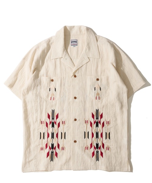 HOUSTON(ヒューストン)の「【HOUSTON / ヒューストン】LINEN CHIMAYO SHIRT / リネン チマヨ柄 オープンカラーシャツ(シャツ/ブラウス・メンズ・オリーブ/ホワイト系2/グレー系1/ブラウン/ホワイト系1/グレー系2・MEDIUM/LARGE/X-LARGE)」の7枚目の写真
