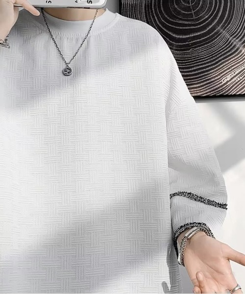 KELVIN(ケルヴァン)の「Geometric Jacquard Wide Sleeve Tee ジオメトリックジャガードワイドスリーブTシャツ(Tシャツ/カットソー・メンズ・ブラック/ホワイト・MEDIUM/LARGE)」の10枚目の写真