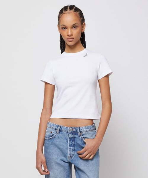 LADY VOLUME(レディーボリューム)の「SLIM LOGO PLAY T-SHIRT_WHITE(Tシャツ/カットソー・レディース・その他・SMALL)」の1枚目の写真