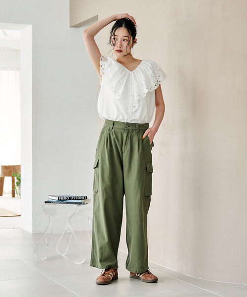FREAK'S STORE(フリークスストア)の「バックサテン カーゴパンツ(カーゴパンツ・レディース・ベージュ/オリーブ・SMALL/MEDIUM)」の17枚目の写真