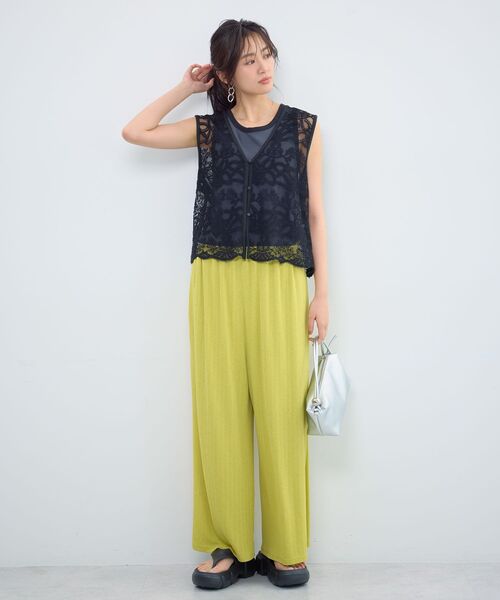 Green Parks(グリーンパークス)の「レース刺繍ベスト(ベスト・レディース・アイボリー/ブラック・FREE)」の14枚目の写真