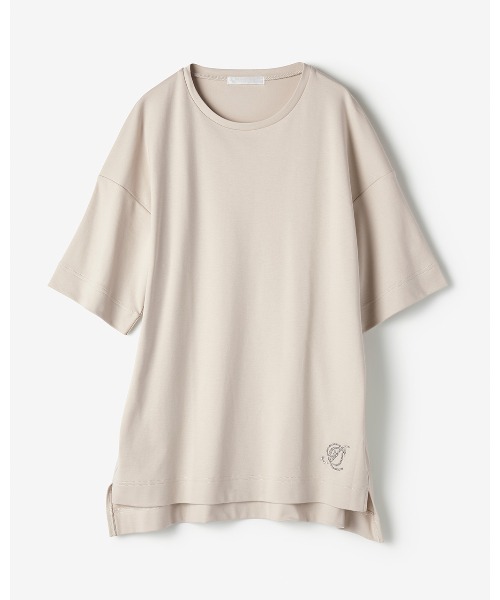 DoCLASSE( ドゥクラッセ)の「コットンスムース・ストーン付きワイドT(Tシャツ/カットソー・レディース・オフホワイト/テラコッタ/ブラック/ライトグレー/ダークブラウン・L/M/S/LL/3L)」の12枚目の写真