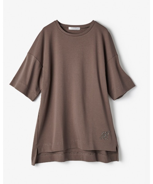 DoCLASSE( ドゥクラッセ)の「コットンスムース・ストーン付きワイドT(Tシャツ/カットソー・レディース・オフホワイト/テラコッタ/ブラック/ライトグレー/ダークブラウン・L/M/S/LL/3L)」の18枚目の写真