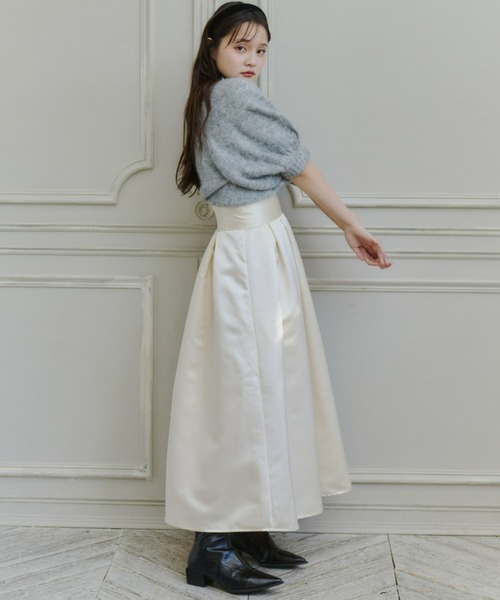 Olu.(オルドット)の「サテンタックロングスカート(スカート・レディース・アイボリー/ブラック・FREE)」の7枚目の写真