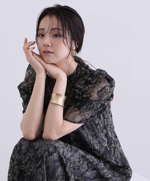 PourVous（プールヴー）の「ミモレ丈&七分袖 フォーマル ボリュームスリーブ Aライン シアー セレモニー 結婚式二次会 パーティードレス オケージョンドレス お呼ばれ 同窓会成人式（ドレス・レディース・グレー/ブラック/アイボリー・M）」の8枚目の写真