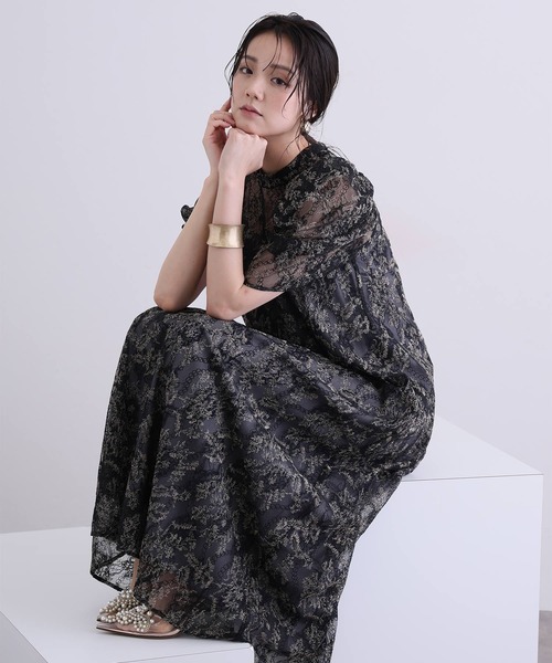 PourVous（プールヴー）の「ミモレ丈&七分袖 フォーマル ボリュームスリーブ Aライン シアー セレモニー 結婚式二次会 パーティードレス オケージョンドレス お呼ばれ 同窓会成人式（ドレス・レディース・グレー/ブラック/アイボリー・M）」の11枚目の写真