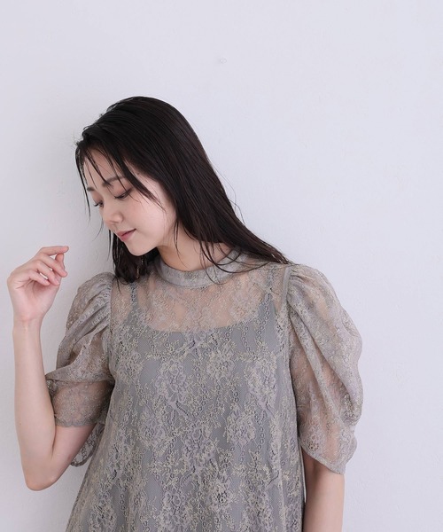PourVous（プールヴー）の「ミモレ丈&七分袖 フォーマル ボリュームスリーブ Aライン シアー セレモニー 結婚式二次会 パーティードレス オケージョンドレス お呼ばれ 同窓会成人式（ドレス・レディース・グレー/ブラック/アイボリー・M）」の19枚目の写真