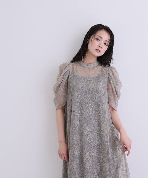 PourVous（プールヴー）の「ミモレ丈&七分袖 フォーマル ボリュームスリーブ Aライン シアー セレモニー 結婚式二次会 パーティードレス オケージョンドレス お呼ばれ 同窓会成人式（ドレス・レディース・グレー/ブラック/アイボリー・M）」の20枚目の写真