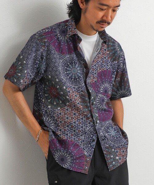NOLLEY’S（ノーリーズ）の「《高通気》Dot Air 総柄プリント レギュラーカラー半袖シャツ 26SS（シャツ/ブラウス・メンズ・ネイビー/ブルー系その他/ピンク系その他・S/L/M）」の2枚目の写真
