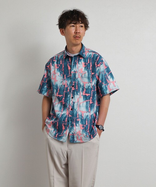 NOLLEY’S（ノーリーズ）の「《高通気》Dot Air 総柄プリント レギュラーカラー半袖シャツ 26SS（シャツ/ブラウス・メンズ・ネイビー/ブルー系その他/ピンク系その他・S/L/M）」の15枚目の写真