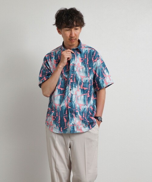 NOLLEY’S（ノーリーズ）の「《高通気》Dot Air 総柄プリント レギュラーカラー半袖シャツ 26SS（シャツ/ブラウス・メンズ・ネイビー/ブルー系その他/ピンク系その他・S/L/M）」の16枚目の写真