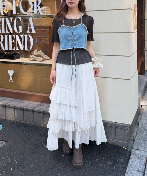 w closet（ダブルクローゼット）の「半袖シアー楊柳Tシャツ　夏服（シャツ/ブラウス・レディース・オフホワイト/サックスブルー/ピンク/ブラック・FREE）」の14枚目の写真