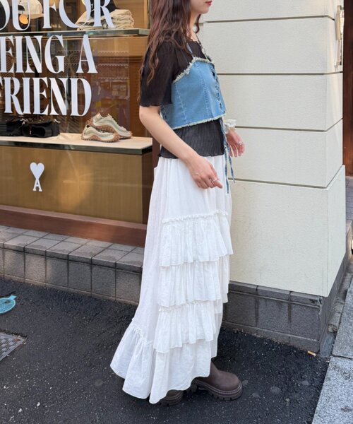w closet（ダブルクローゼット）の「半袖シアー楊柳Tシャツ　夏服（シャツ/ブラウス・レディース・オフホワイト/サックスブルー/ピンク/ブラック・FREE）」の15枚目の写真