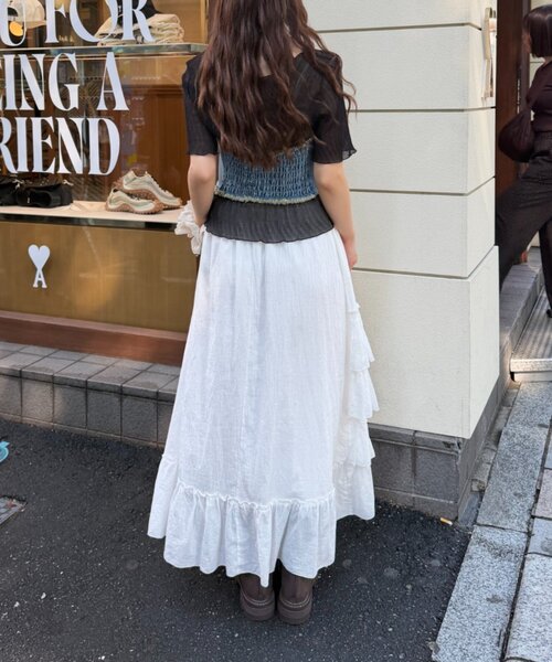 w closet（ダブルクローゼット）の「半袖シアー楊柳Tシャツ　夏服（シャツ/ブラウス・レディース・オフホワイト/サックスブルー/ピンク/ブラック・FREE）」の16枚目の写真