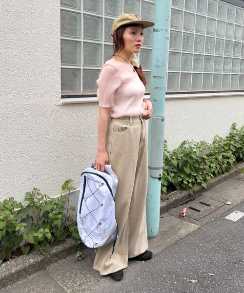 w closet（ダブルクローゼット）の「半袖シアー楊柳Tシャツ　夏服（シャツ/ブラウス・レディース・オフホワイト/サックスブルー/ピンク/ブラック・FREE）」の7枚目の写真