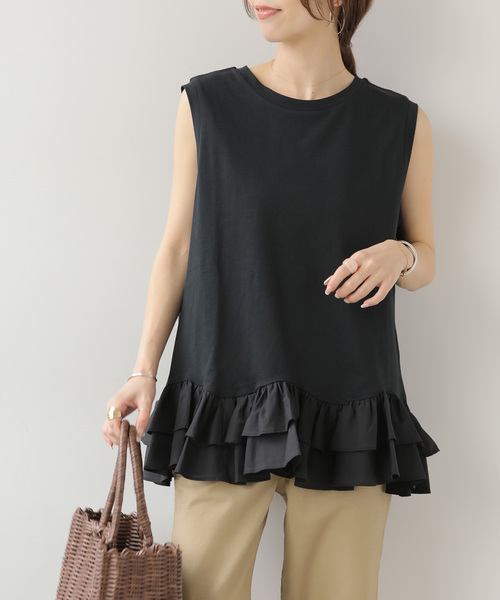 JOURNAL STANDARD relume(ジャーナルスタンダード レリューム)の「ノースリーブフリルチュニック(チュニック・レディース・ブラウン/ホワイト/ブラック・FREE)」の3枚目の写真