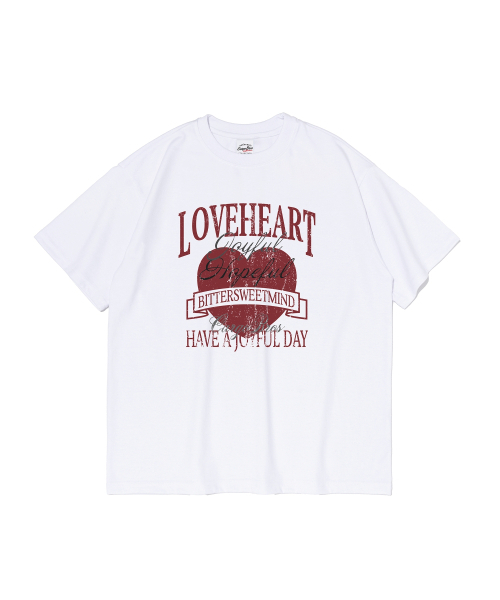 CARGOBROS FOR WOMAN(カーゴブロスフォーウィメン)の「ヴィンテージラブハートクラック半袖Tシャツ(ホワイト)(Tシャツ/カットソー・レディース・その他・SMALL/MEDIUM/LARGE/X-LARGE/2XL)」の2枚目の写真