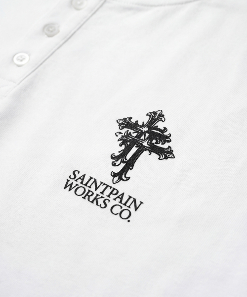 SAINTPAIN(セイントペイン)の「SP ダブルクロスヘビーウェイトヘンリーネック半袖Tシャツホワイト(Tシャツ/カットソー・レディース・その他・MEDIUM/LARGE)」の3枚目の写真