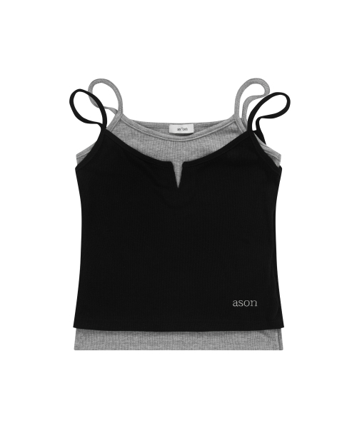 ASON（アズオン）の「SLIT LAYERED SLEEVELESS / BLACK（Tシャツ/カットソー・レディース・その他・FREE）」の2枚目の写真