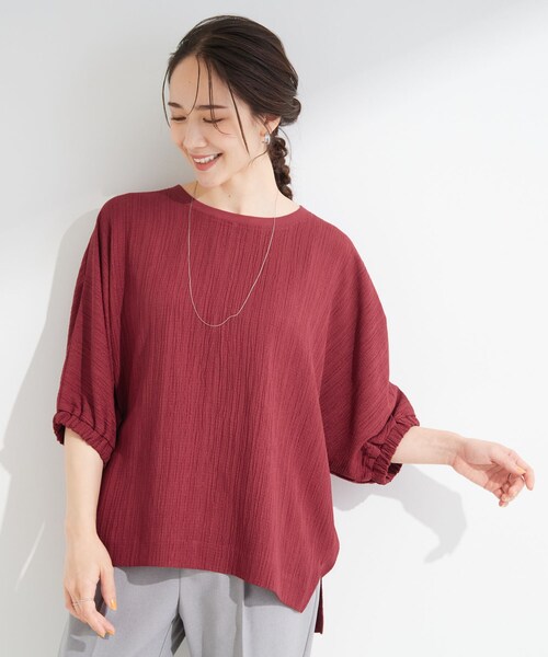 SHOO・LA・RUE(シューラルー)の「【インせず着られる/洗濯後しわになりにくい】しぼしぼドルマンブラウス(シャツ/ブラウス・レディース・ブルー系その他/イエロー系その他/ライトベージュ/チャコールグレー/ワインレッド・00)」の19枚目の写真
