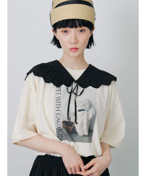 Samansa Mos2（サマンサ モスモス）の「レース付け襟（ネックレス・レディース・ブラック/キナリ・F）」の4枚目の写真