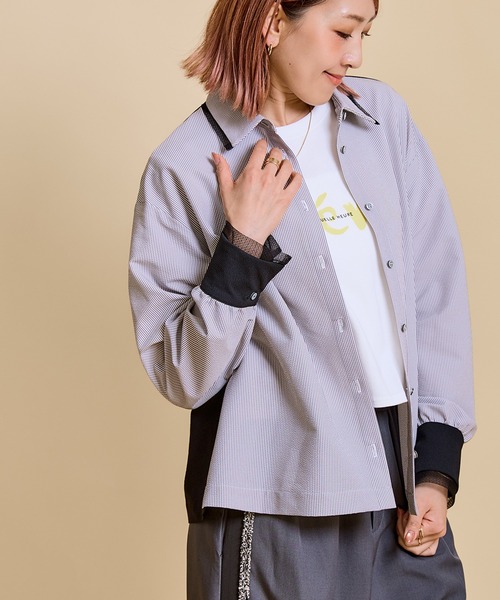 LHELBIE(レルビエ)の「レースレイヤードシャツ(Tシャツ/カットソー・レディース・ピンク/ライトグレー/ブラック・M)」の2枚目の写真